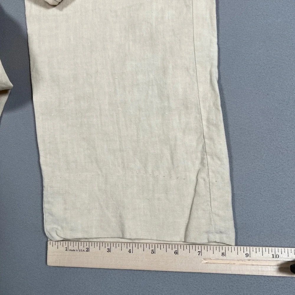 Vintage Polo Ralph Lauren 100% Linen Pants Mens 34x30 Beige Straight Leg FLAW